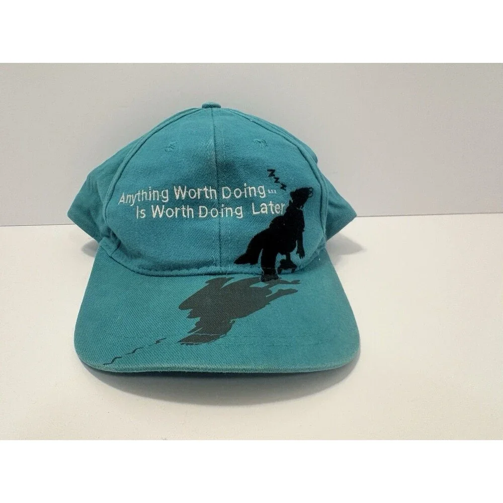 1996 Vintage THE SIMPSONS IN THE DARK GRANDPA Hat TEAL Shadow Silhouette